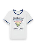 CASABLANCA WHITE TENNIS CLUB ICON CROPPED RINGER SHORT SLEEVE T‑SHIRT