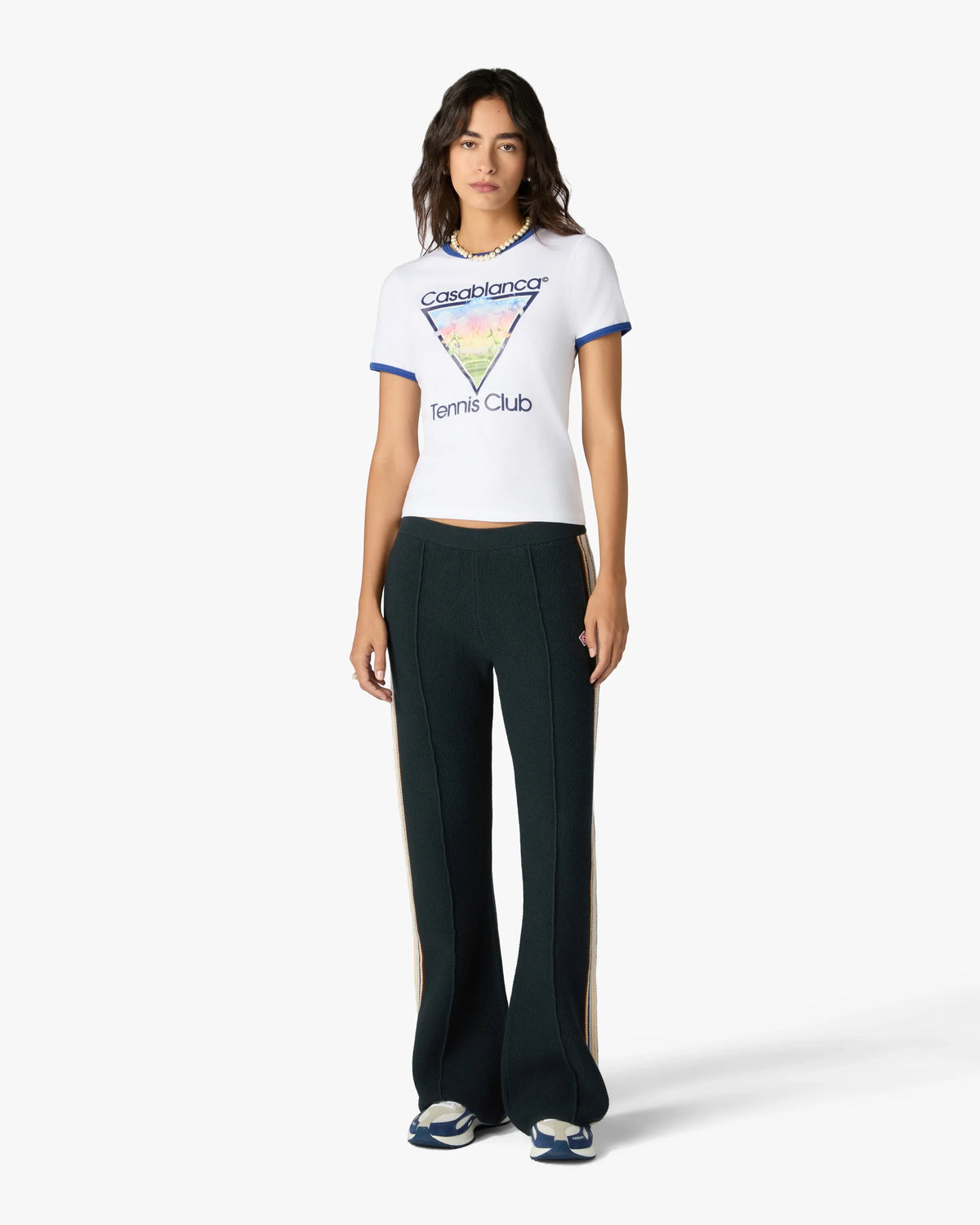 CASABLANCA WHITE TENNIS CLUB ICON CROPPED RINGER SHORT SLEEVE T‑SHIRT — vista 2