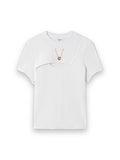CASABLANCA WHITE RIBBED JEWELLERY SHORT SLEEVE T-SHIRT