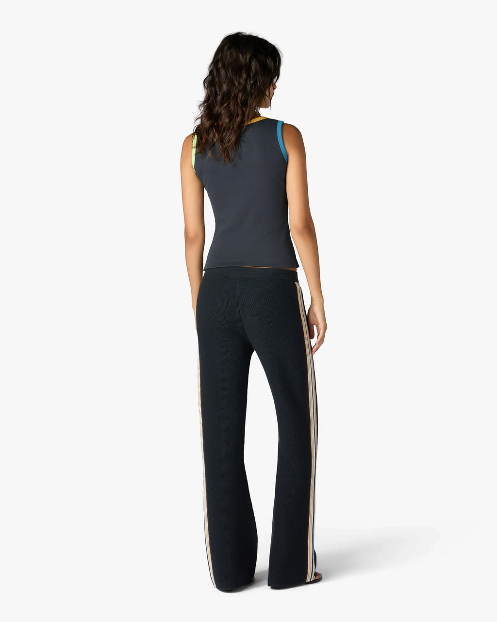 CASABLANCA NAVY COLOURBLOCK RIBBED TANK TOP — vista 3