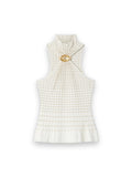 CASABLANCA WHITE PLEATED MOSAIC TOP
