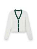 CASABLANCA WHITE POINTELLE MONOGRAM CARDIGAN