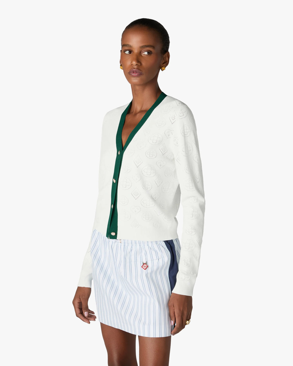 CASABLANCA WHITE POINTELLE MONOGRAM CARDIGAN — vista 4