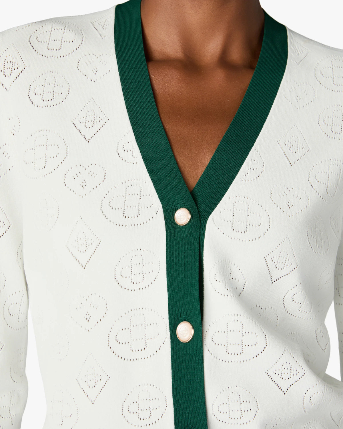 CASABLANCA WHITE POINTELLE MONOGRAM CARDIGAN — vista 5