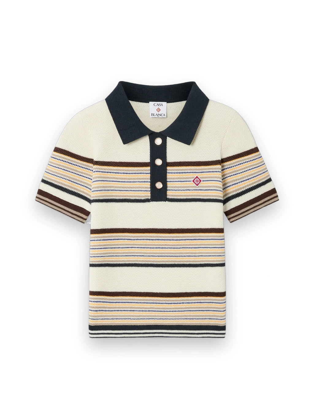 CASABLANCA CAFÉ CULTURE WOOL STRIPE SHORT SLEEVE POLO SHIRT