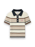 CASABLANCA CAFÉ CULTURE WOOL STRIPE SHORT SLEEVE POLO SHIRT