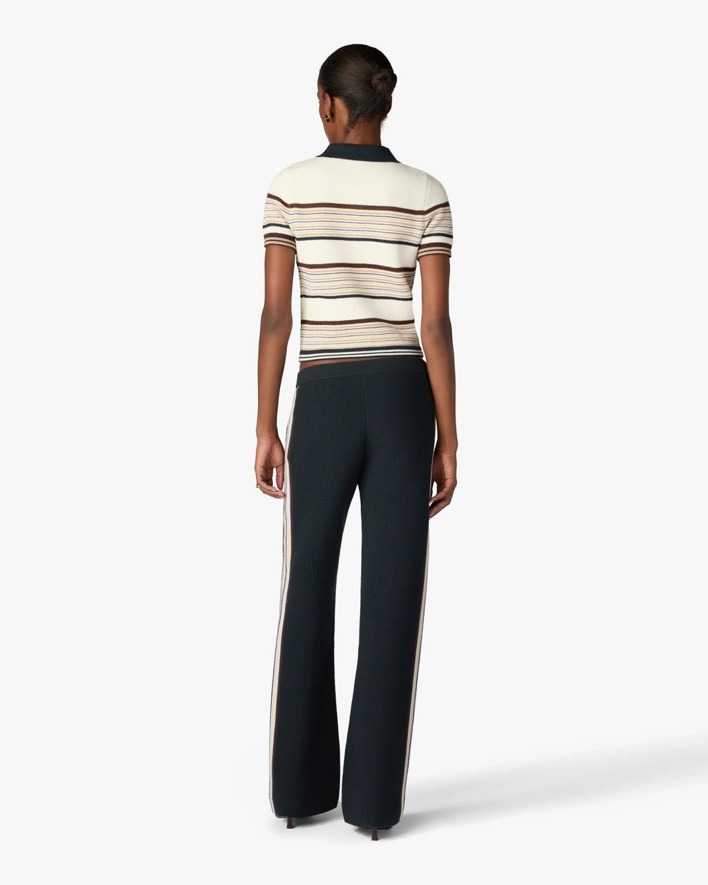 CASABLANCA CAFÉ CULTURE WOOL STRIPE SHORT SLEEVE POLO SHIRT — vista 3