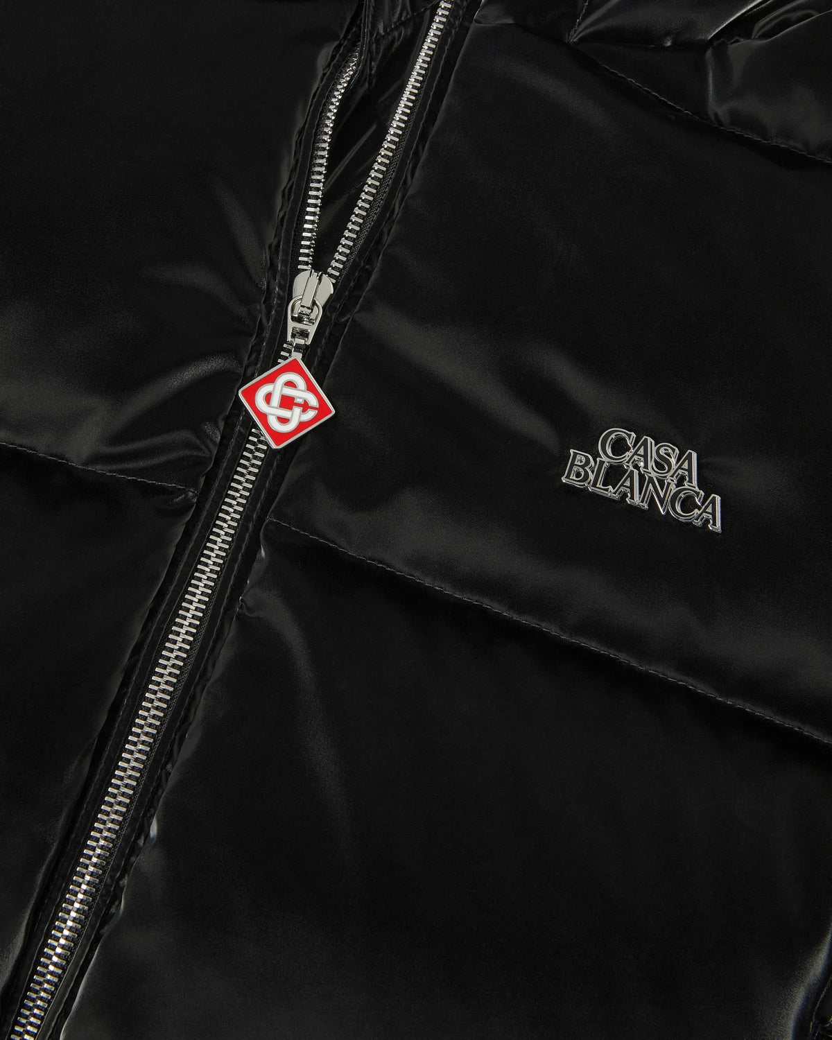 CASABLANCA BLACK LACQUERED CROPPED NYLON PUFFER DOWN JACKET — vista 7