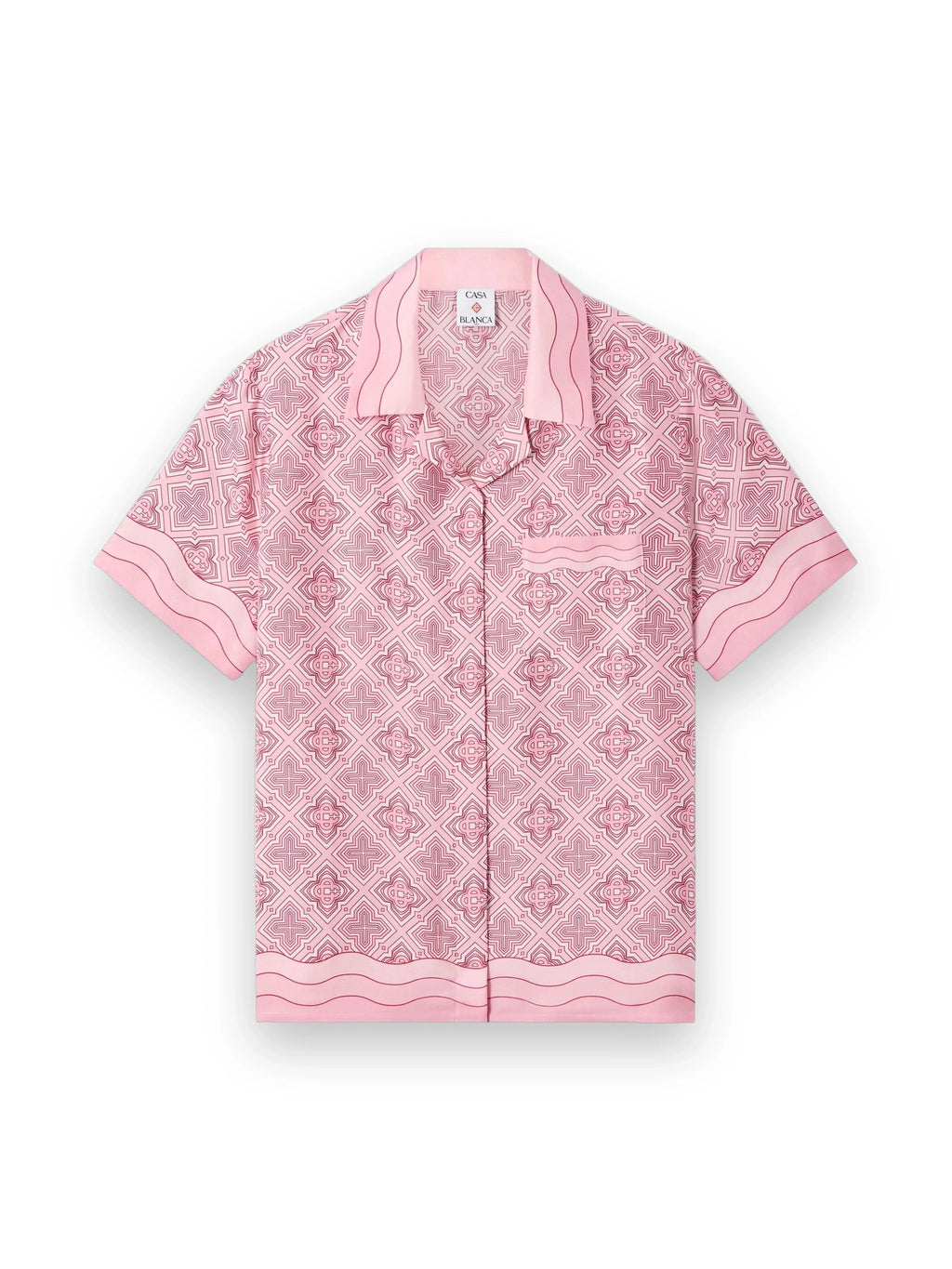 CASABLANCA PINK RADIATING MONOGRAM SILK SHIRT