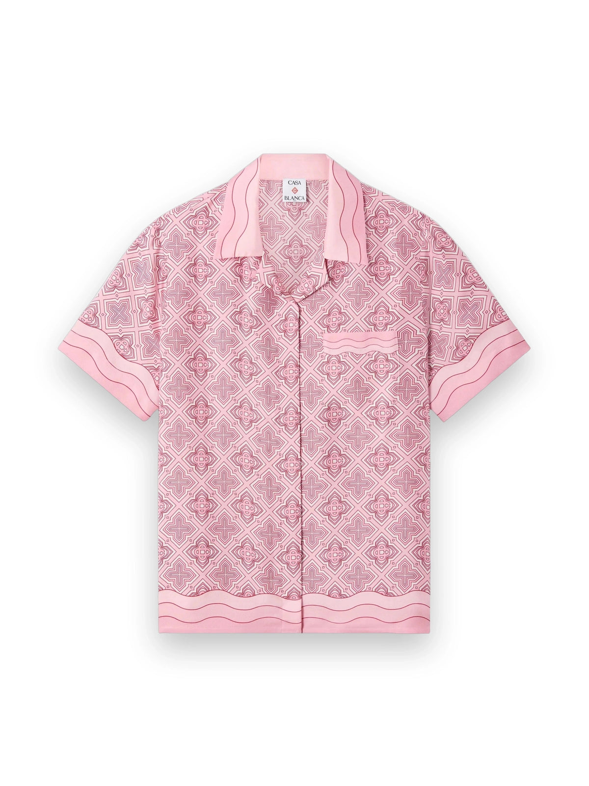 CASABLANCA PINK RADIATING MONOGRAM SILK SHIRT