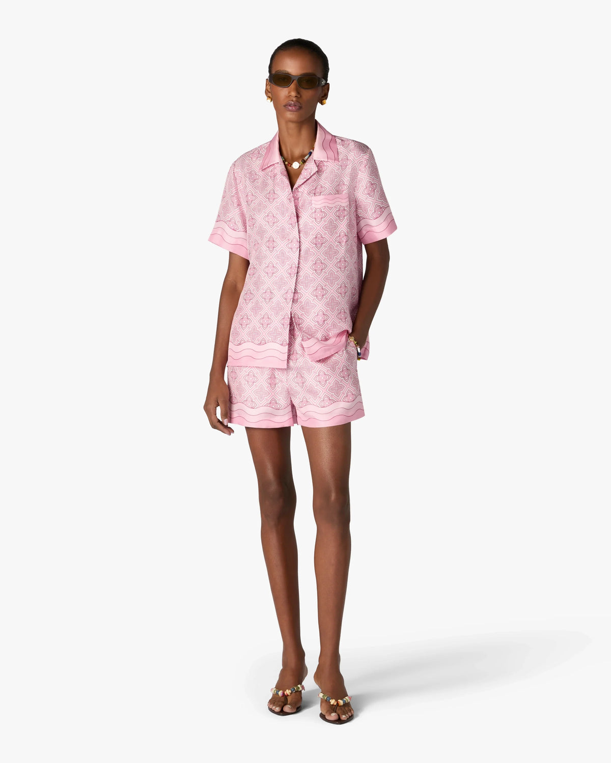CASABLANCA PINK RADIATING MONOGRAM SILK SHIRT — vista 2