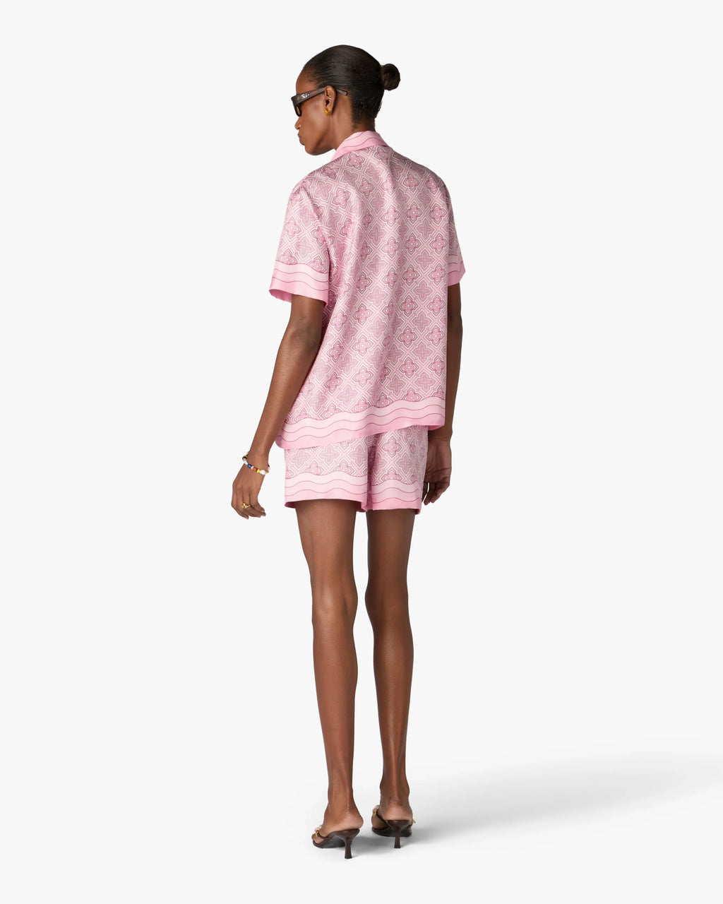 CASABLANCA PINK RADIATING MONOGRAM SILK SHIRT — vista 3