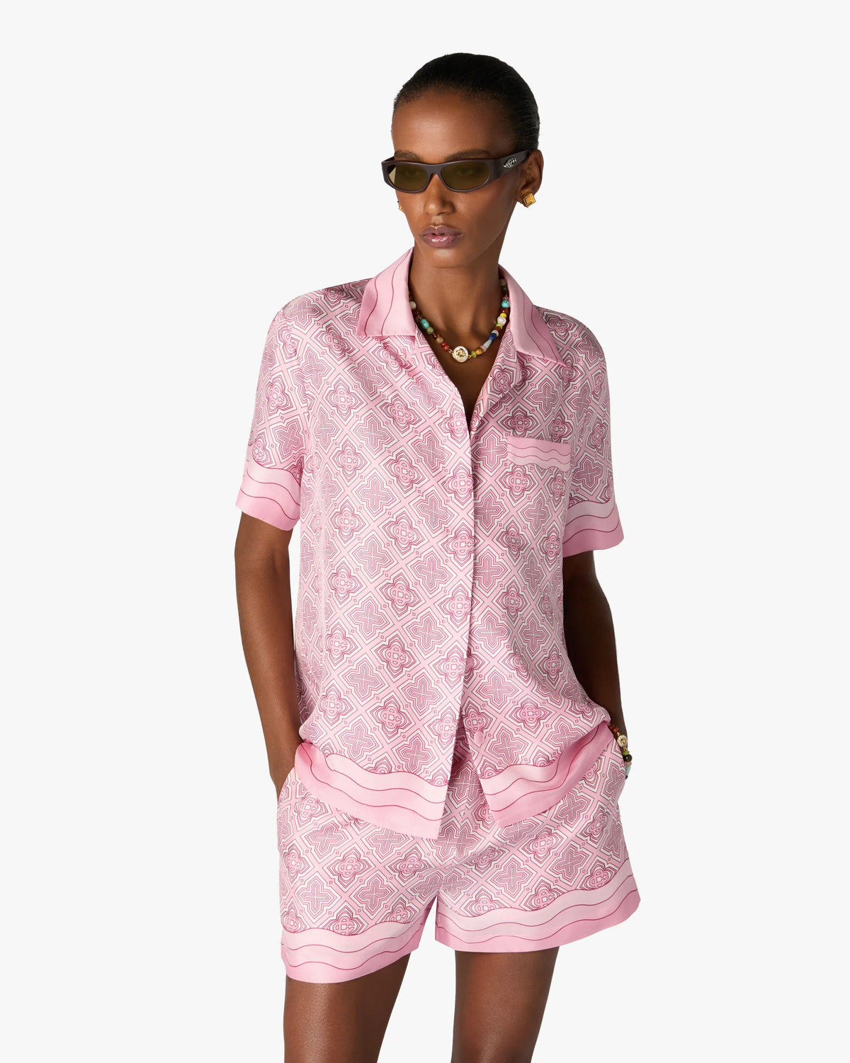 CASABLANCA PINK RADIATING MONOGRAM SILK SHIRT — vista 4