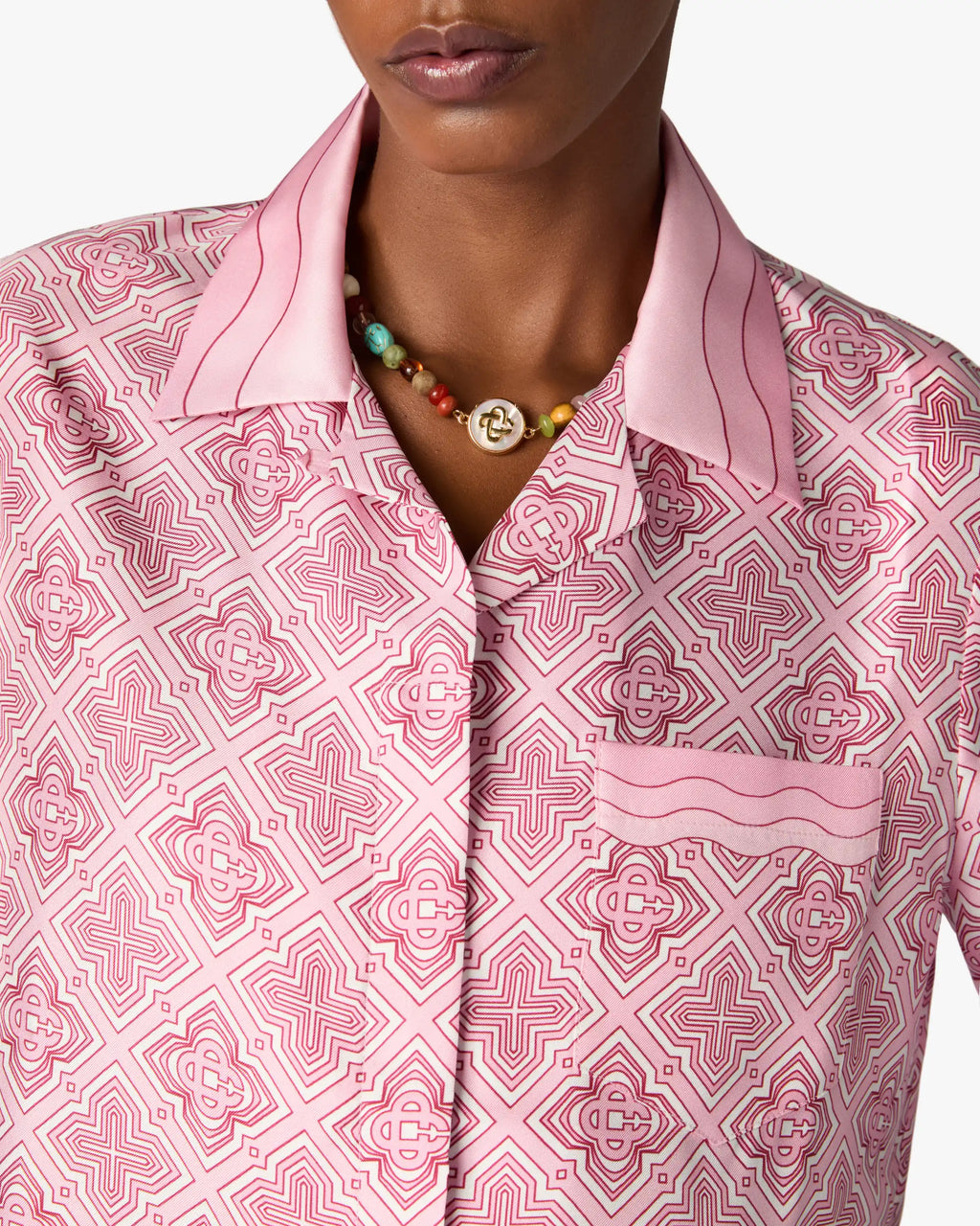 CASABLANCA PINK RADIATING MONOGRAM SILK SHIRT — vista 5