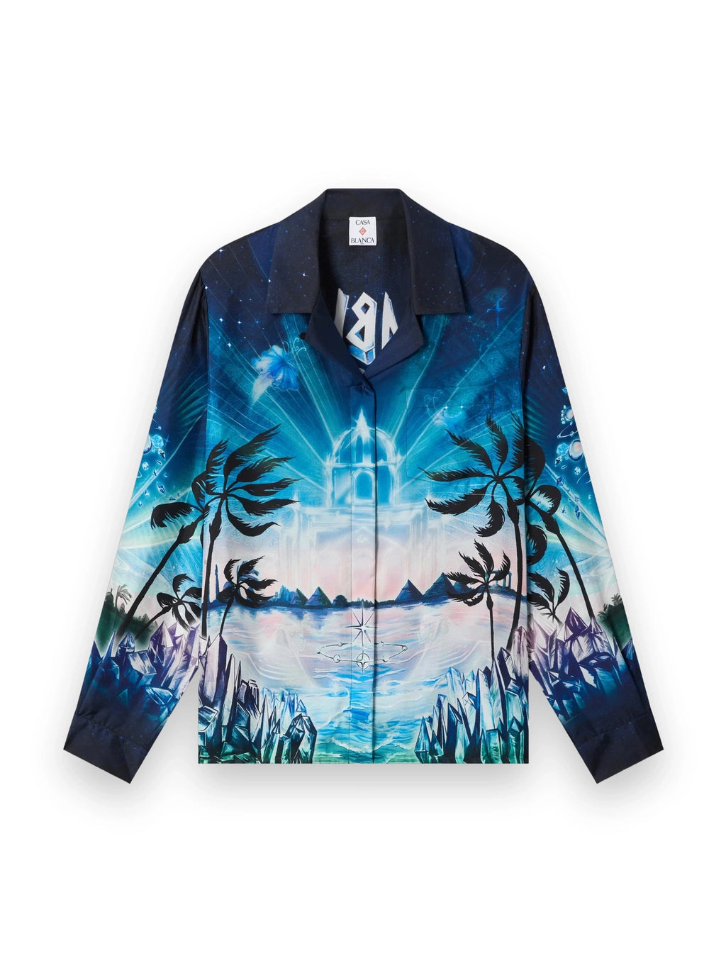 CASABLANCA CRYSTAL ALCHEMY LONG SLEEVE SILK TWILL SHIRT