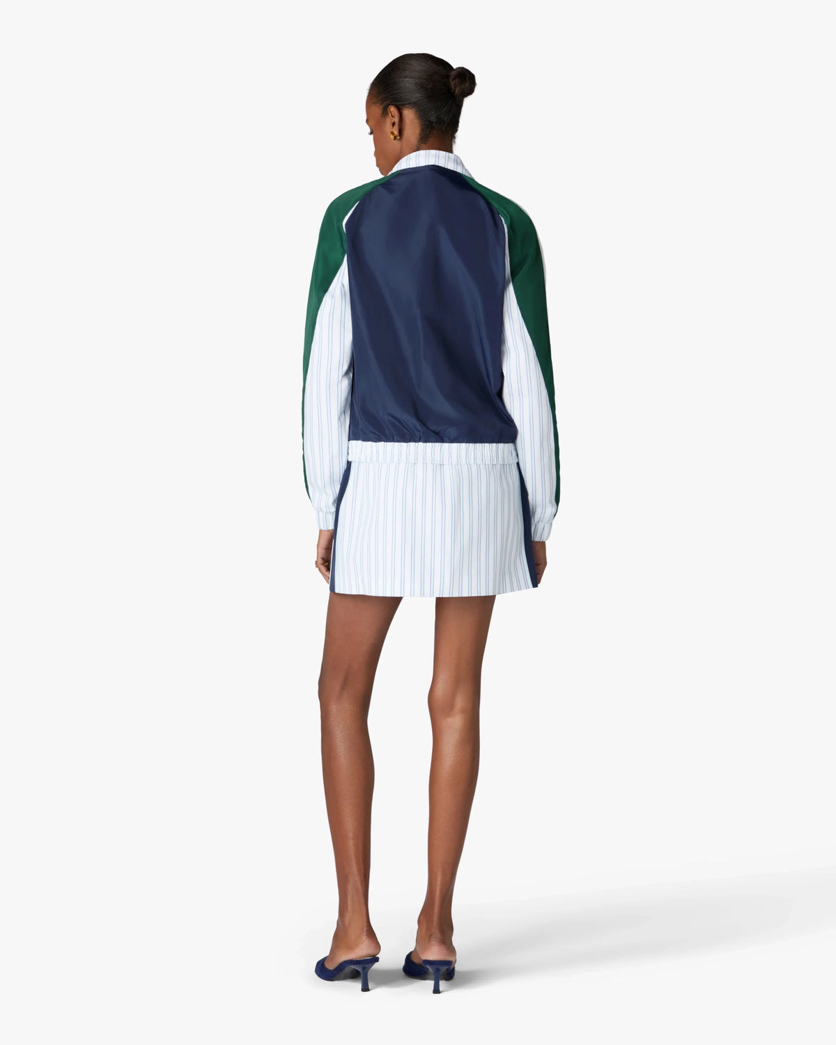 CASABLANCA WHITE & NAVY PINSTRIPE MINI SKIRT — vista 3