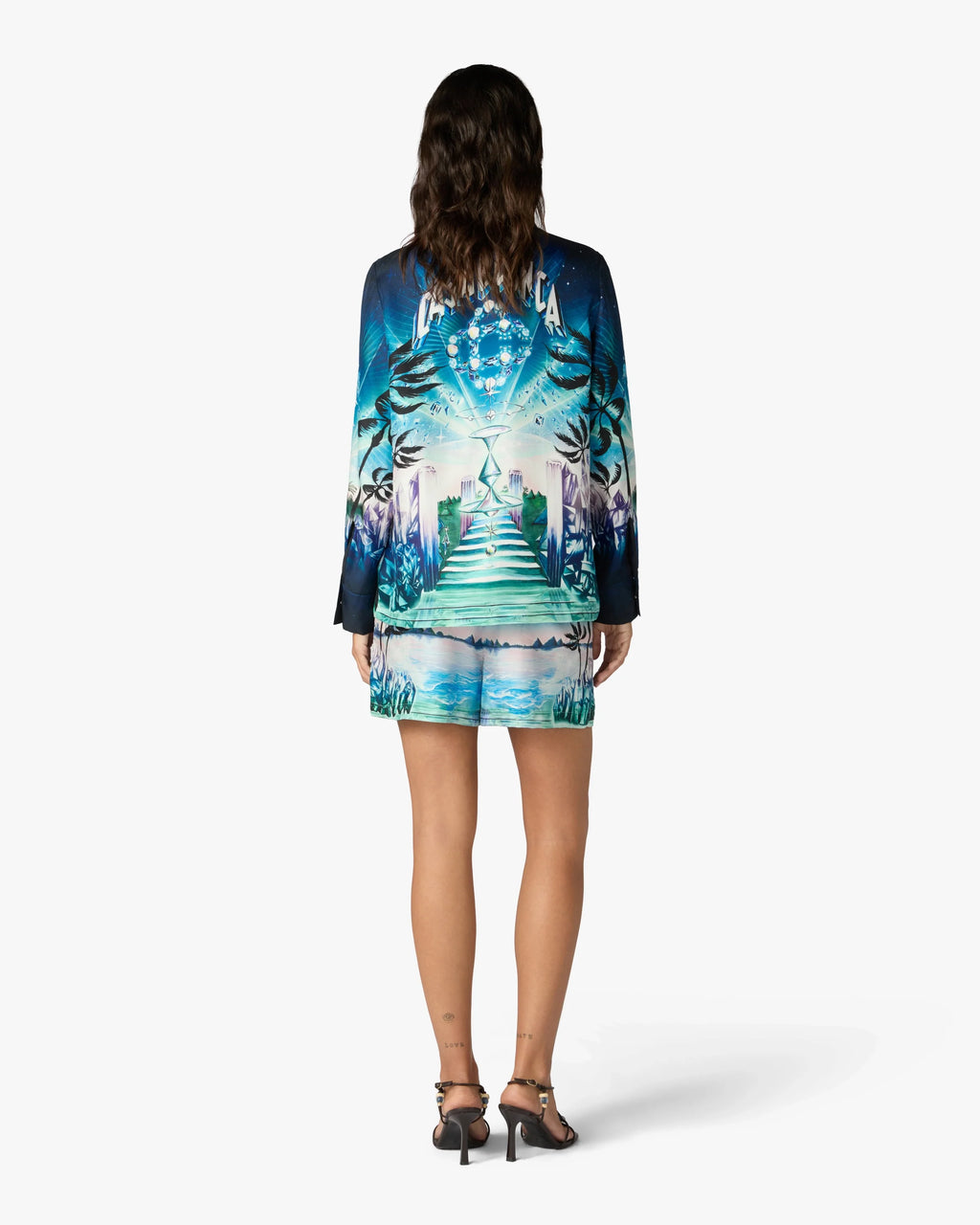 CASABLANCA CRYSTAL ALCHEMY SILK TWILL SHORTS — vista 3