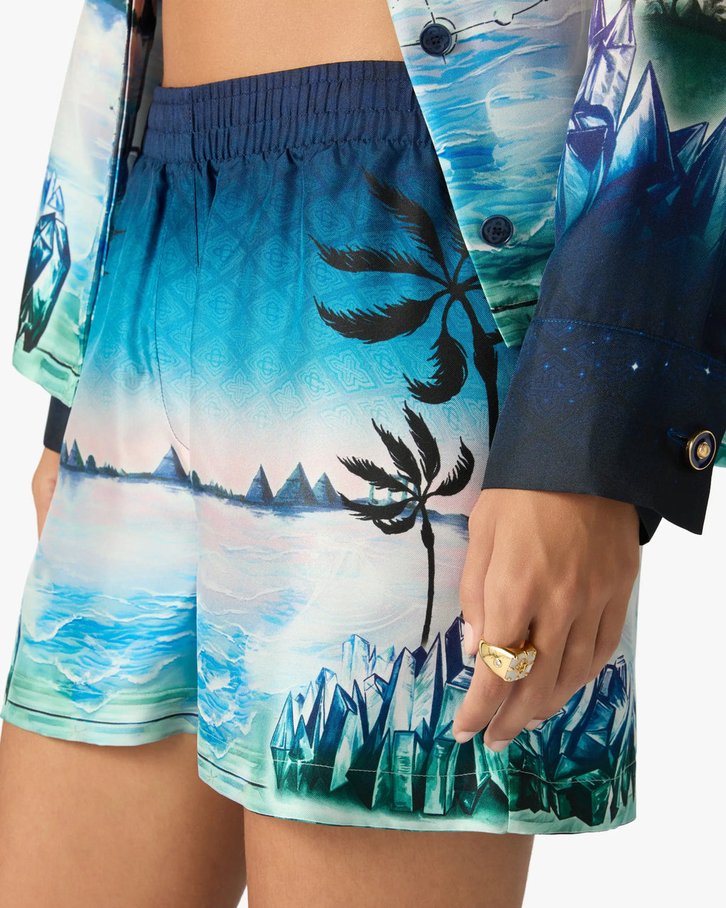 CASABLANCA CRYSTAL ALCHEMY SILK TWILL SHORTS — vista 5