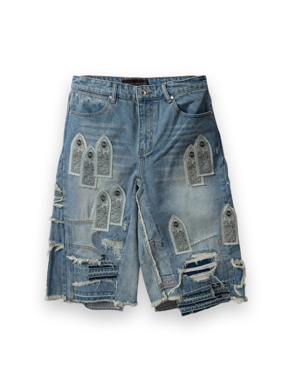 WHO DECIDES WAR PATCHED ARCH BLOWOUT DENIM SHORT