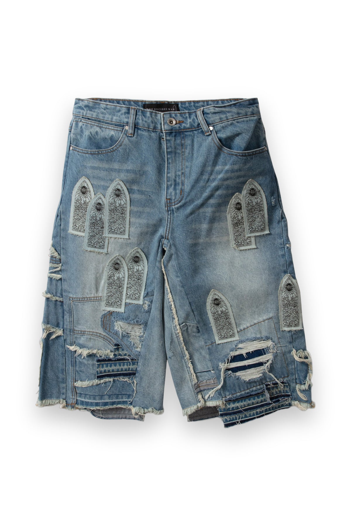 WHO DECIDES WAR PATCHED ARCH BLOWOUT DENIM SHORT