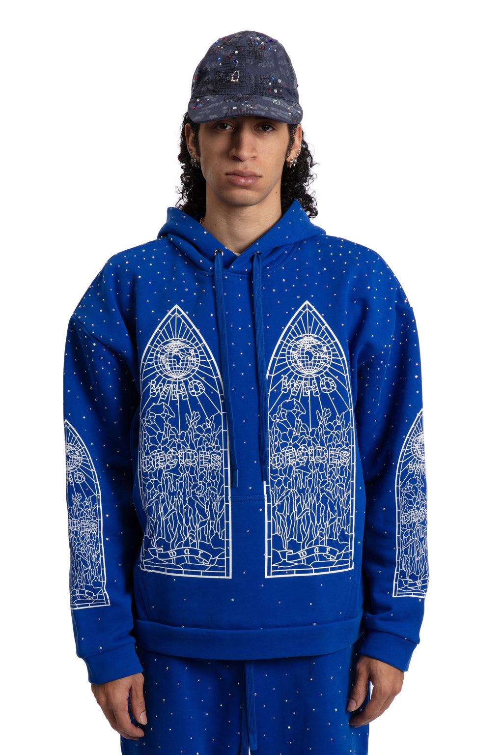 WHO DECIDES WAR RHINESTONE HOODED PULLOVER — vista 3