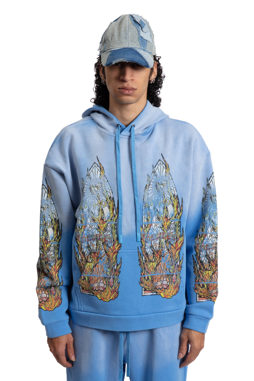 WHO DECIDES WAR FADED FLAME GLASS HOODED PULLOVER — vista 3