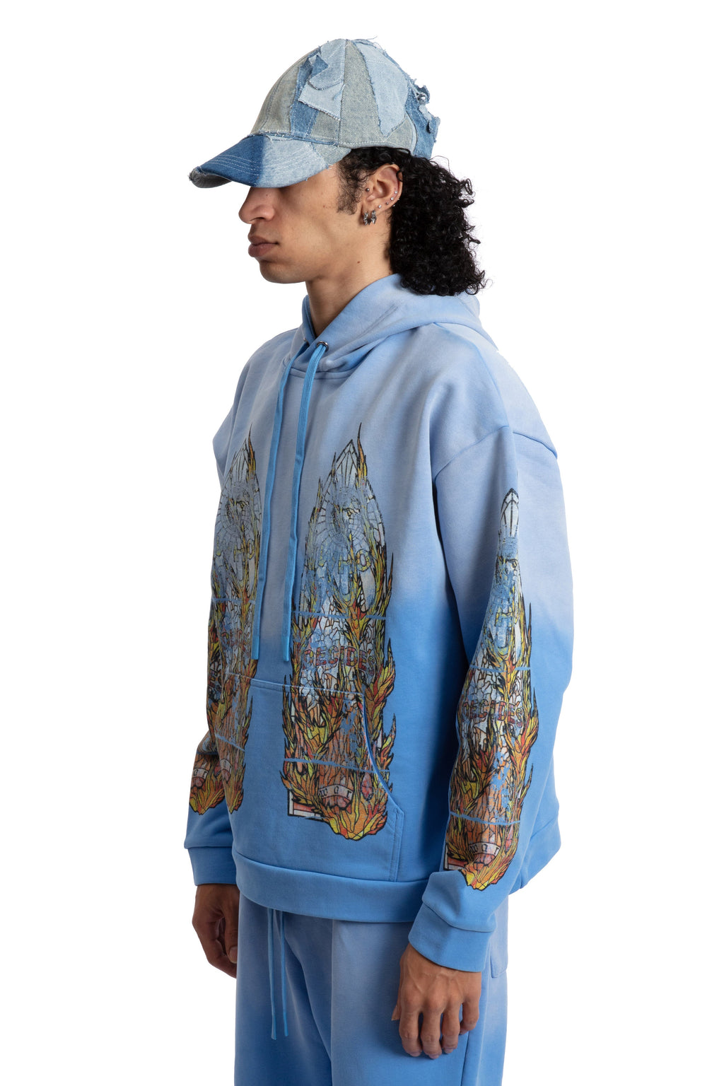 WHO DECIDES WAR FADED FLAME GLASS HOODED PULLOVER — vista 4