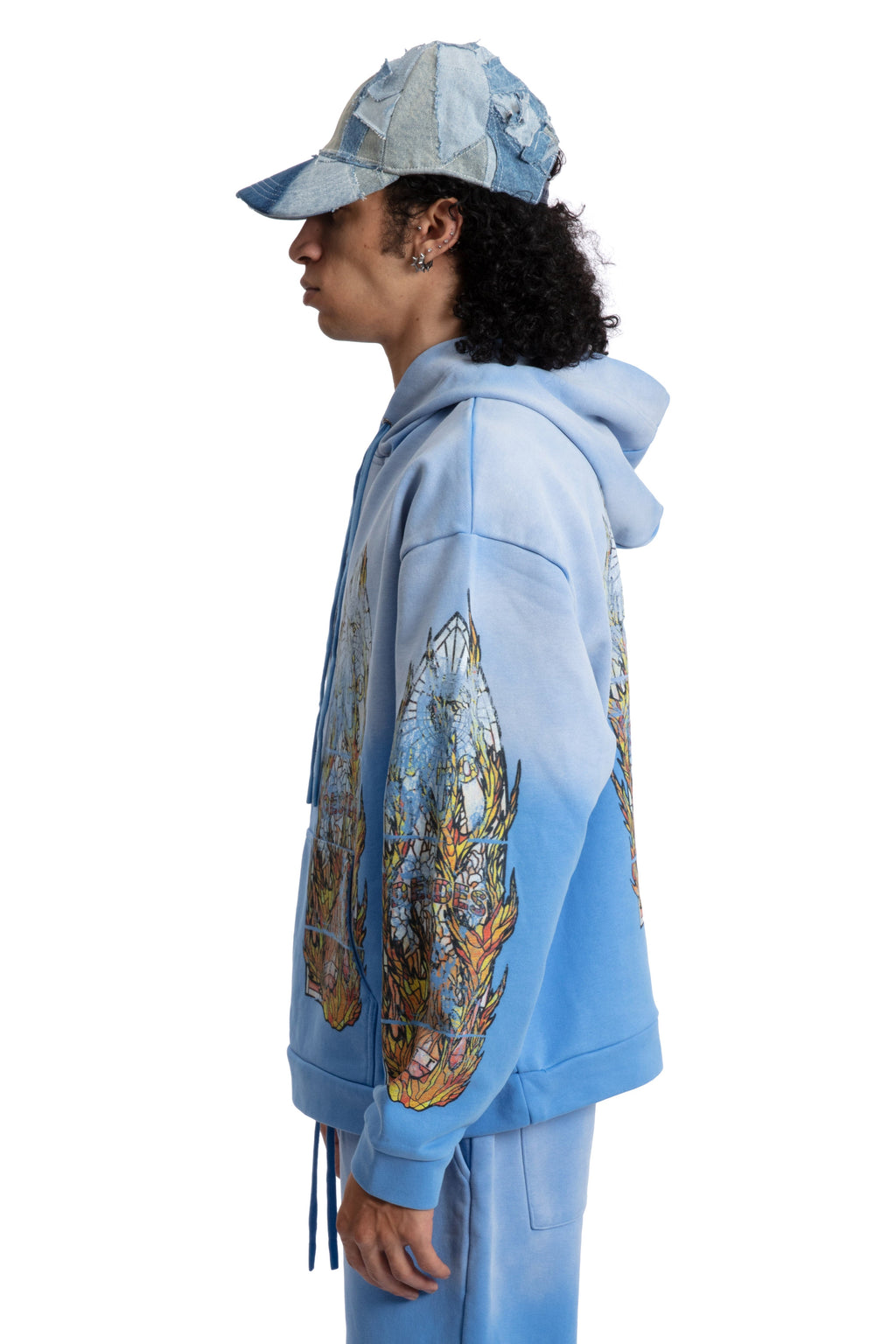 WHO DECIDES WAR FADED FLAME GLASS HOODED PULLOVER — vista 5