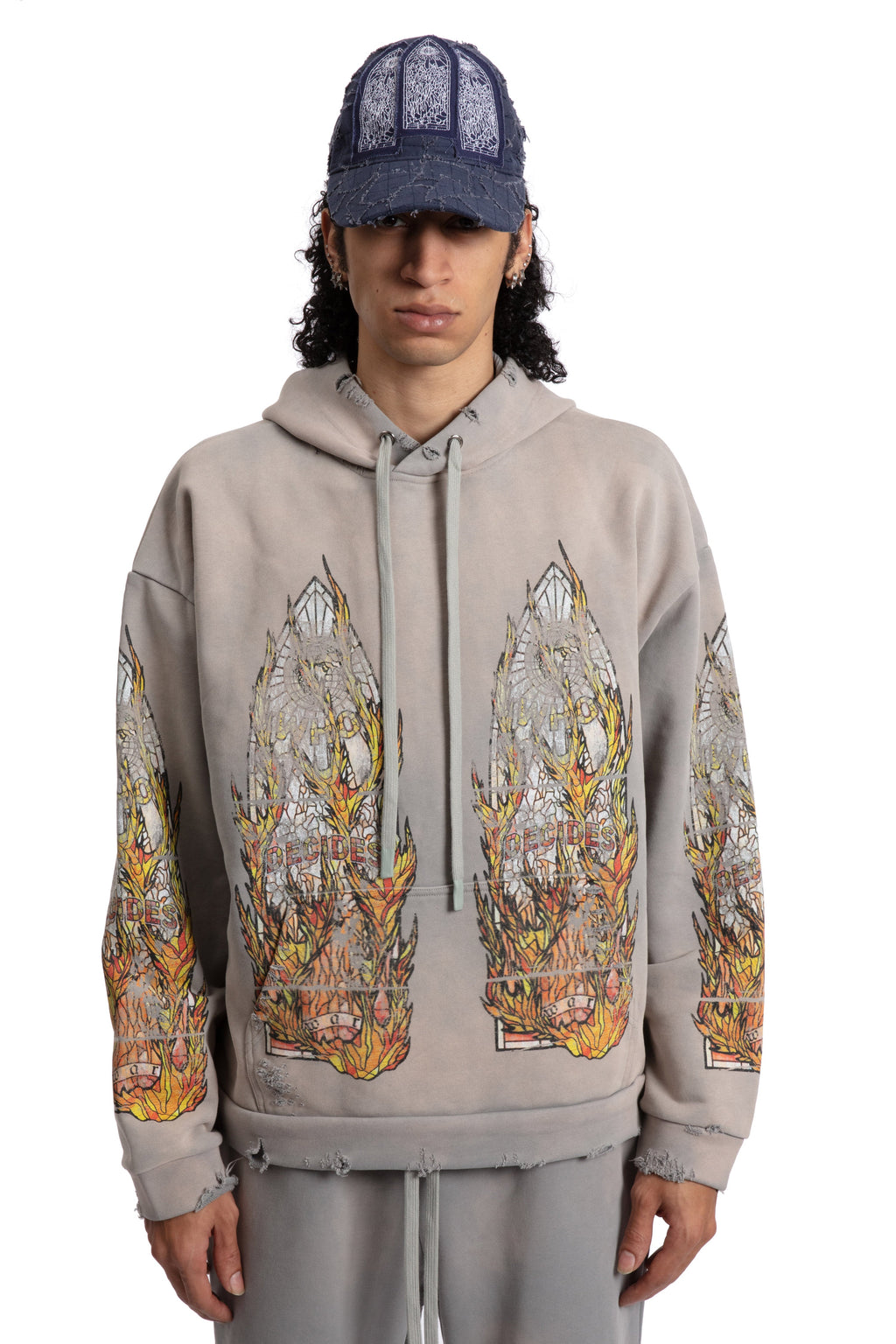 WHO DECIDES WAR FADED FLAME GLASS HOODED PULLOVER — vista 3