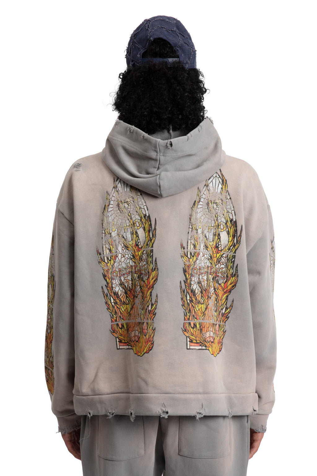 WHO DECIDES WAR FADED FLAME GLASS HOODED PULLOVER — vista 6