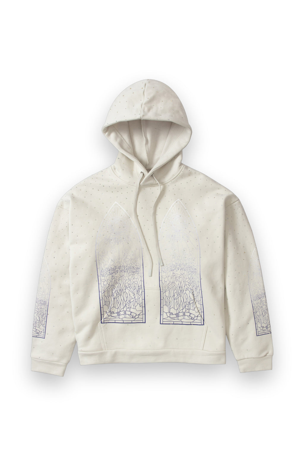 WHO DECIDES WAR RHINESTONE HOODED PULLOVER