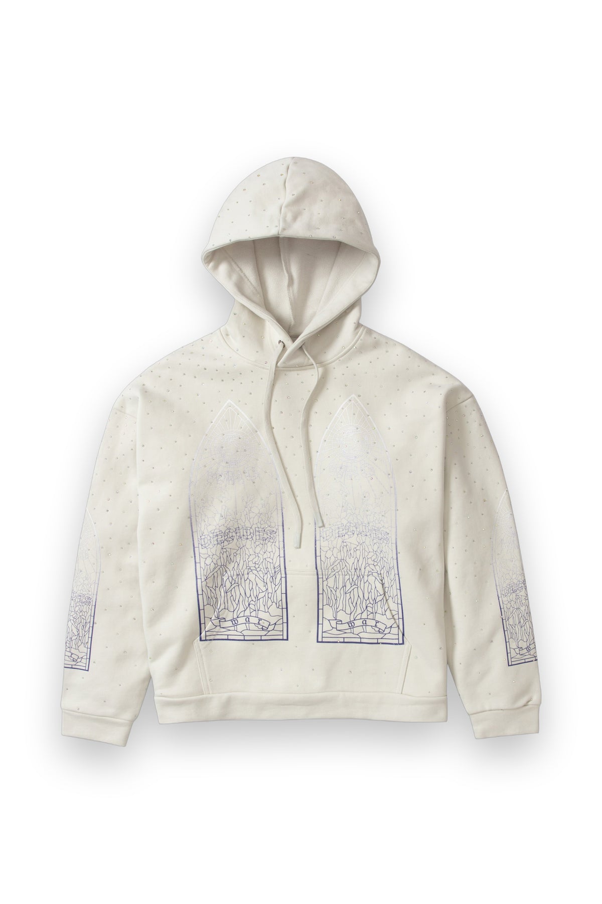 WHO DECIDES WAR RHINESTONE HOODED PULLOVER