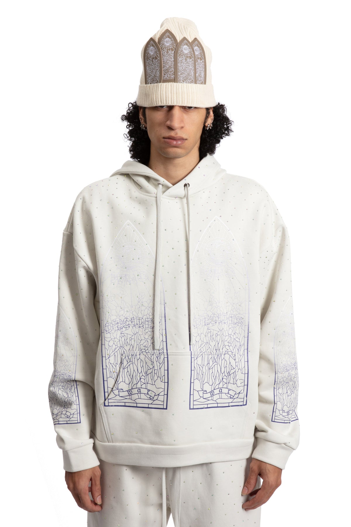 WHO DECIDES WAR RHINESTONE HOODED PULLOVER — vista 3