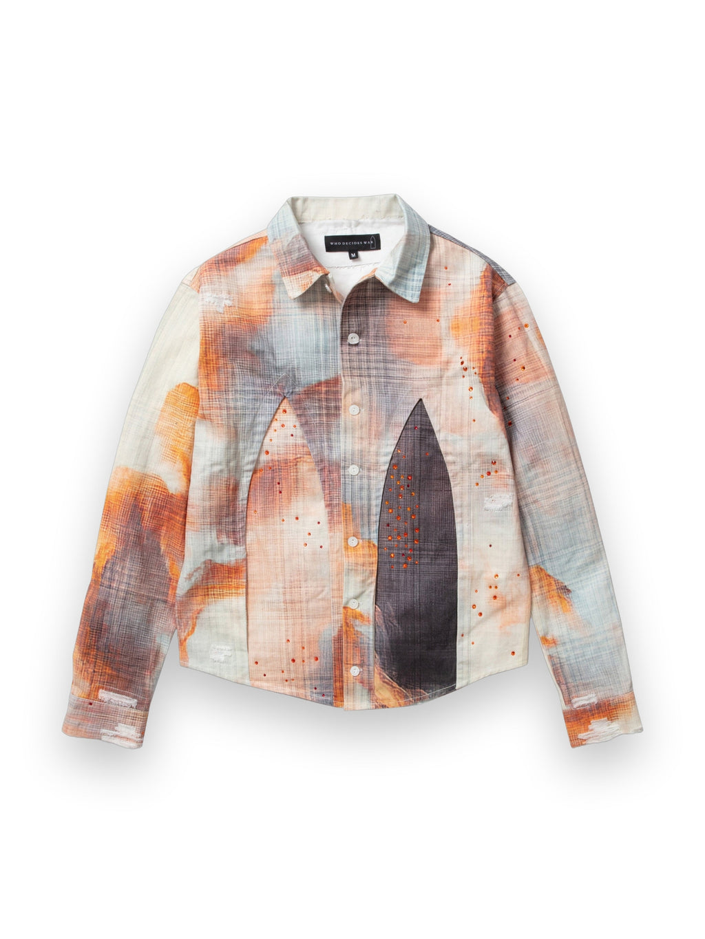 WHO DECIDES WAR HOLLOW GLASS SUNFIRE BUTTON UP