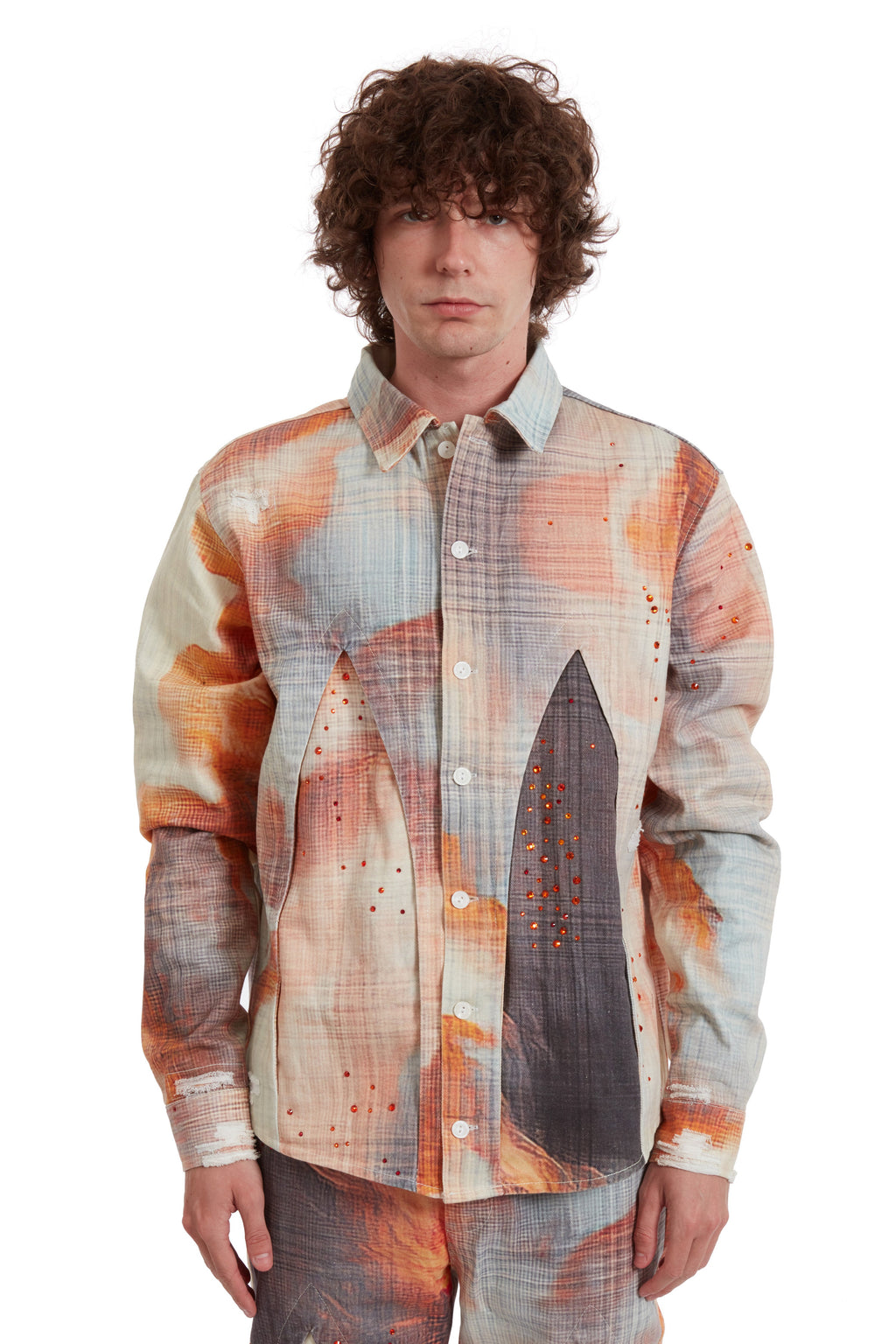 WHO DECIDES WAR HOLLOW GLASS SUNFIRE BUTTON UP — vista 3