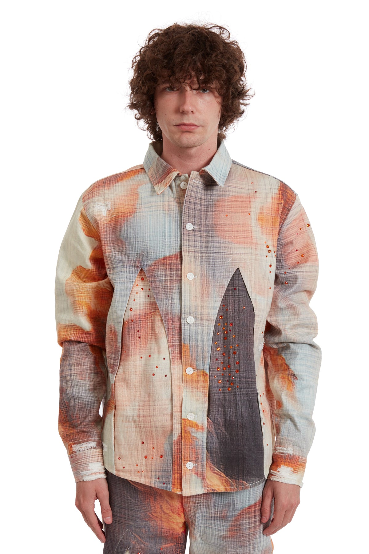 WHO DECIDES WAR HOLLOW GLASS SUNFIRE BUTTON UP — vista 3