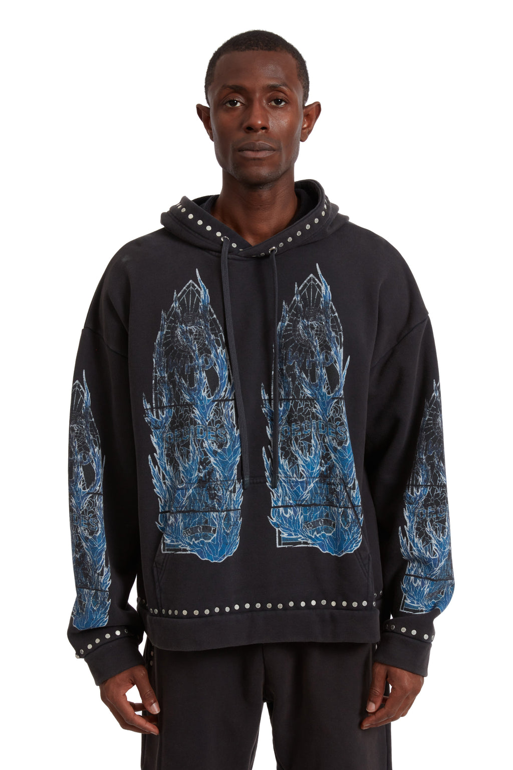 WHO DECIDES WAR FLAME GLASS HOODED PULLOVER — vista 3