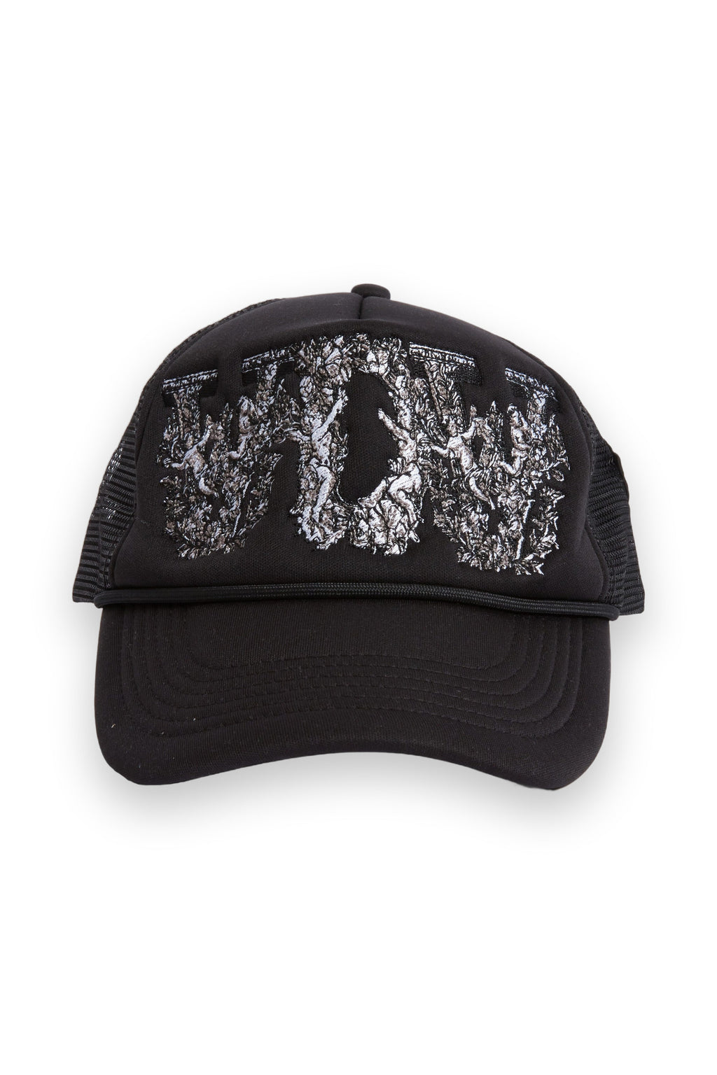 WHO DECIDES WAR BAROQUE TRUCKER HAT COAL