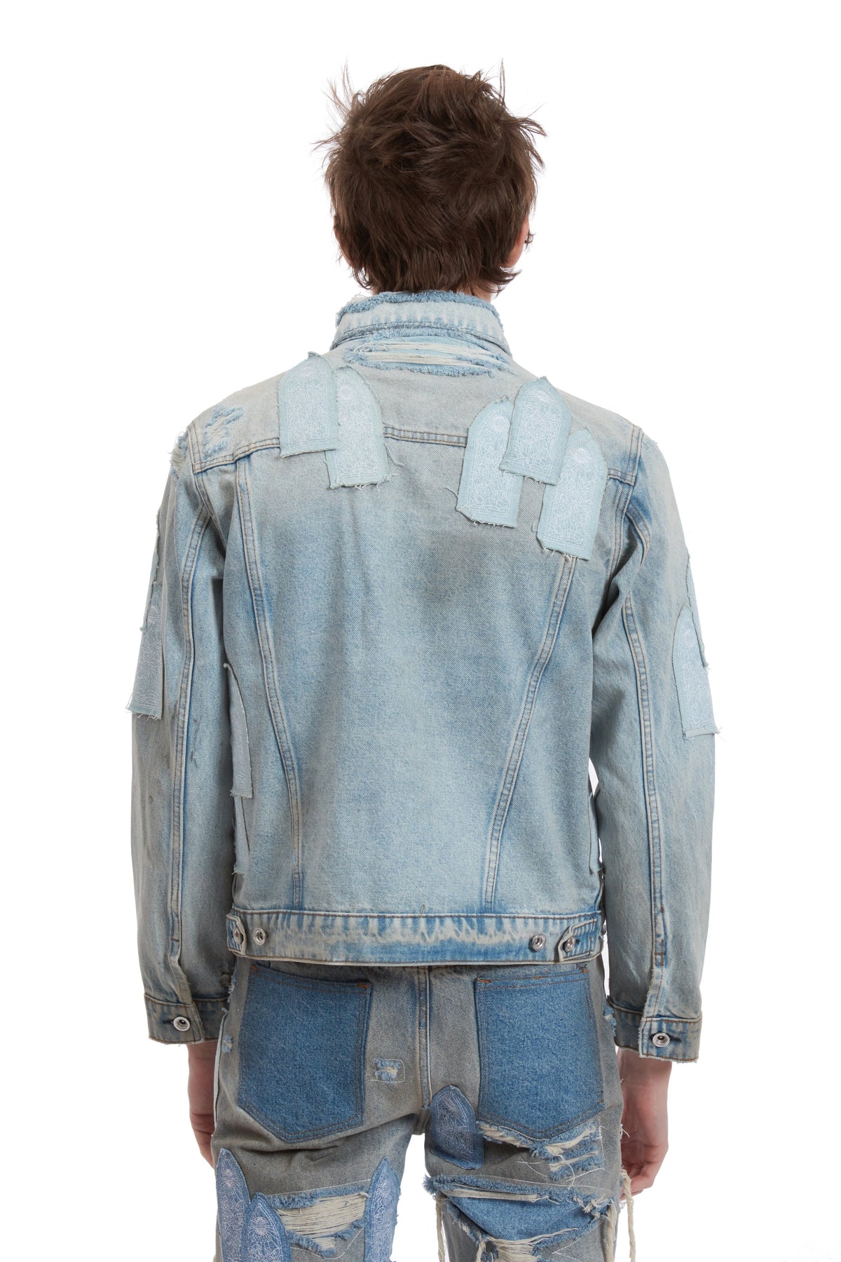 WHO DECIDES WAR PATCHED ARCH DENIM JACKET — vista 6