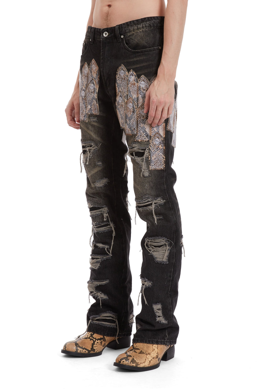 WHO DECIDES WAR PATCHED ARCH MOCHA DENIM — vista 4