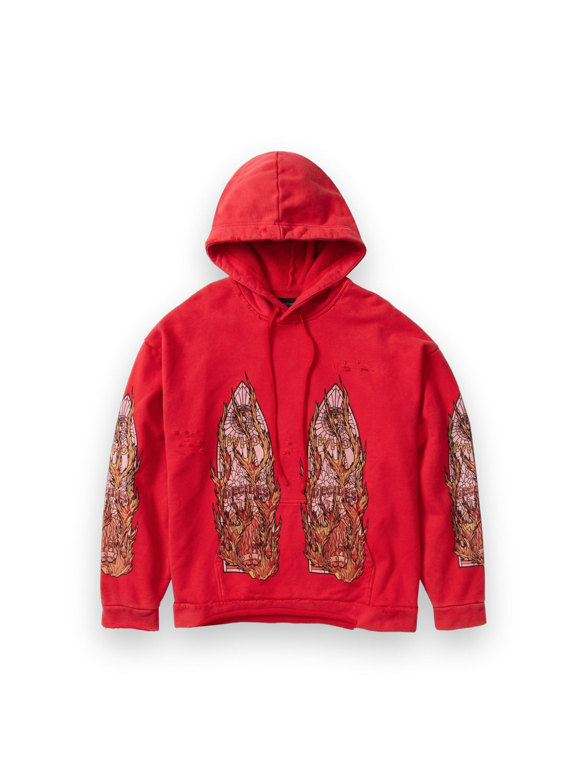 WHO DECIDES WAR FLAME GLASS HOODED PULLOVER