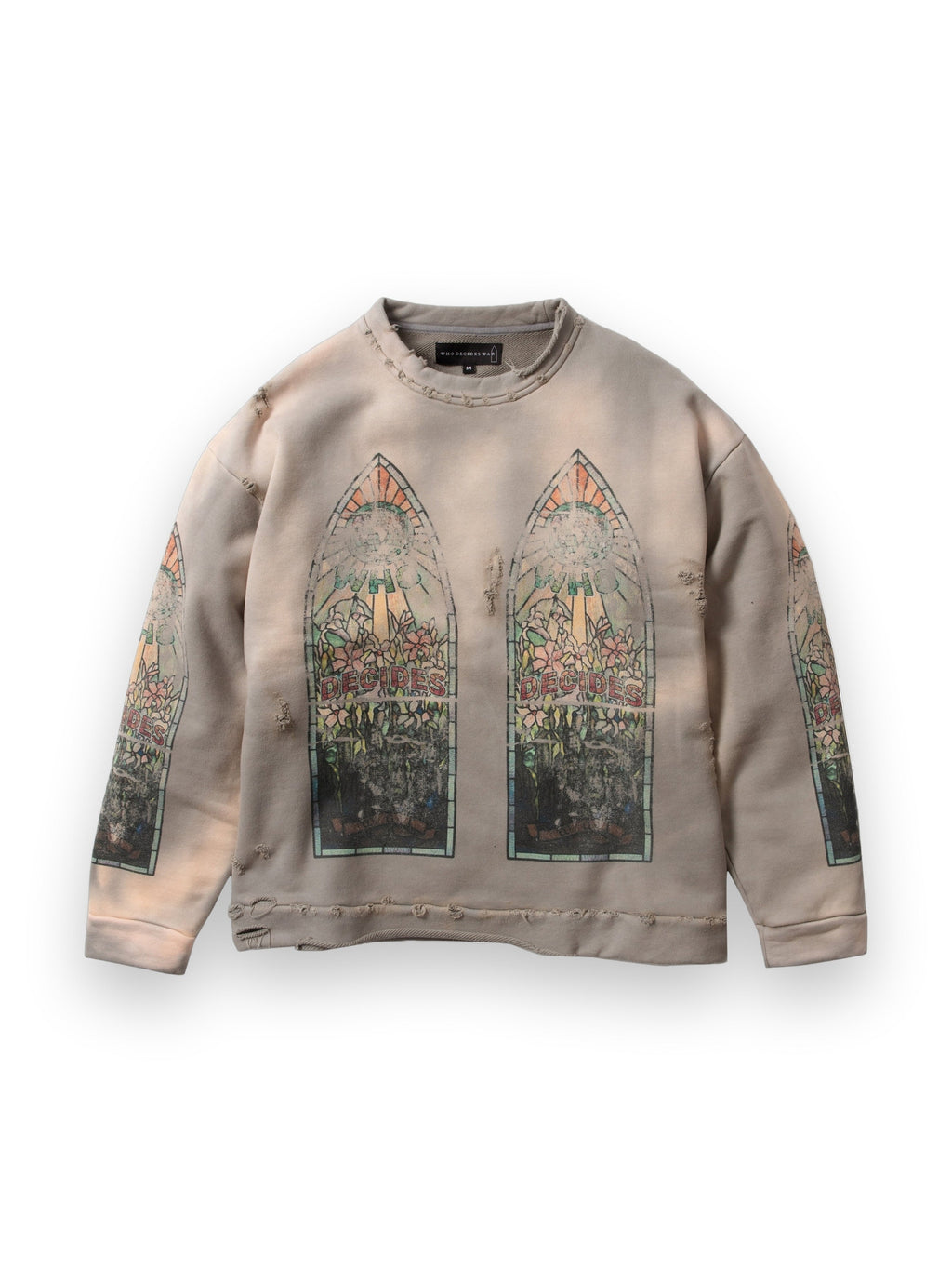 WHO DECIDES WAR FADED CREWNECK