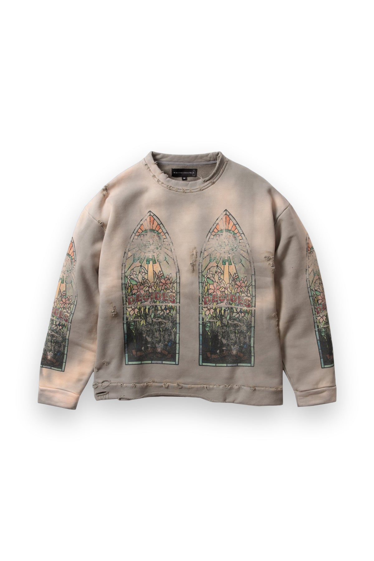WHO DECIDES WAR FADED CREWNECK