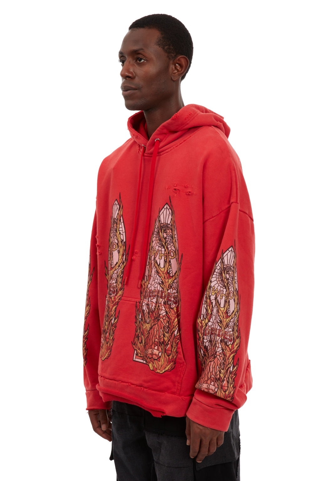 WHO DECIDES WAR FLAME GLASS HOODED PULLOVER — vista 4