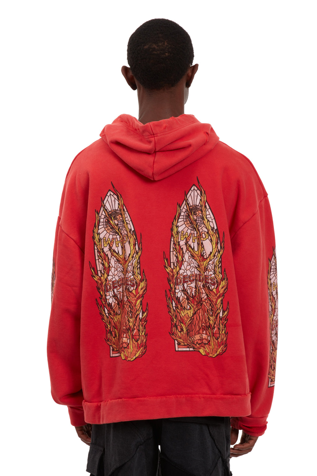 WHO DECIDES WAR FLAME GLASS HOODED PULLOVER — vista 6
