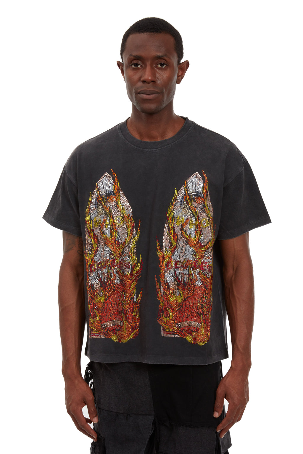 WHO DECIDES WAR RHINESTONE FLAME GLASS JERSEY — vista 3