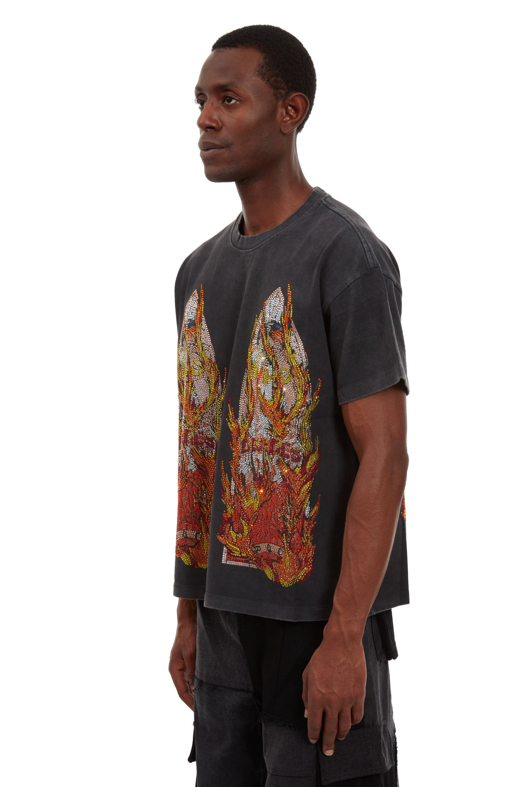 WHO DECIDES WAR RHINESTONE FLAME GLASS JERSEY — vista 4