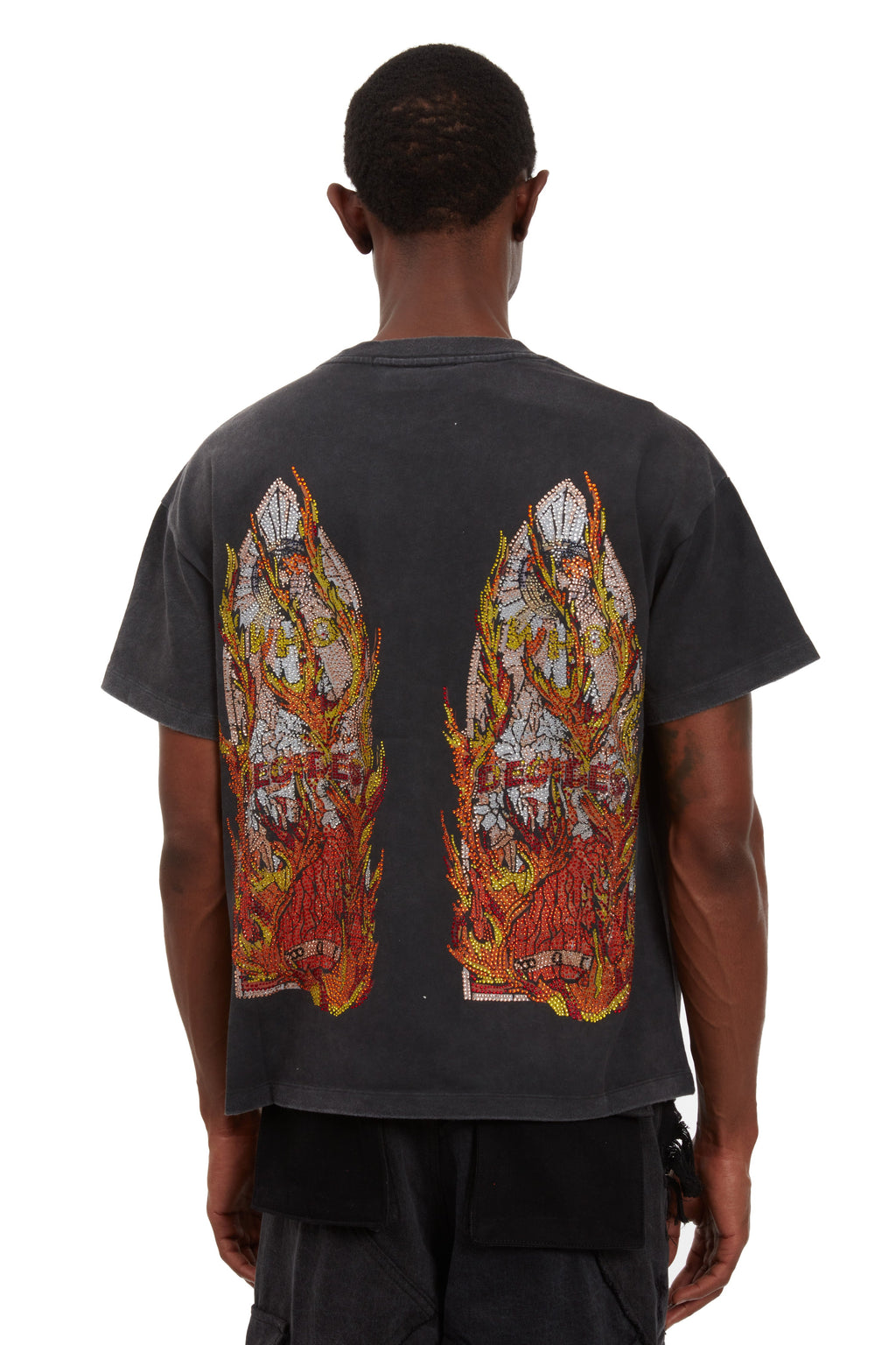 WHO DECIDES WAR RHINESTONE FLAME GLASS JERSEY — vista 6