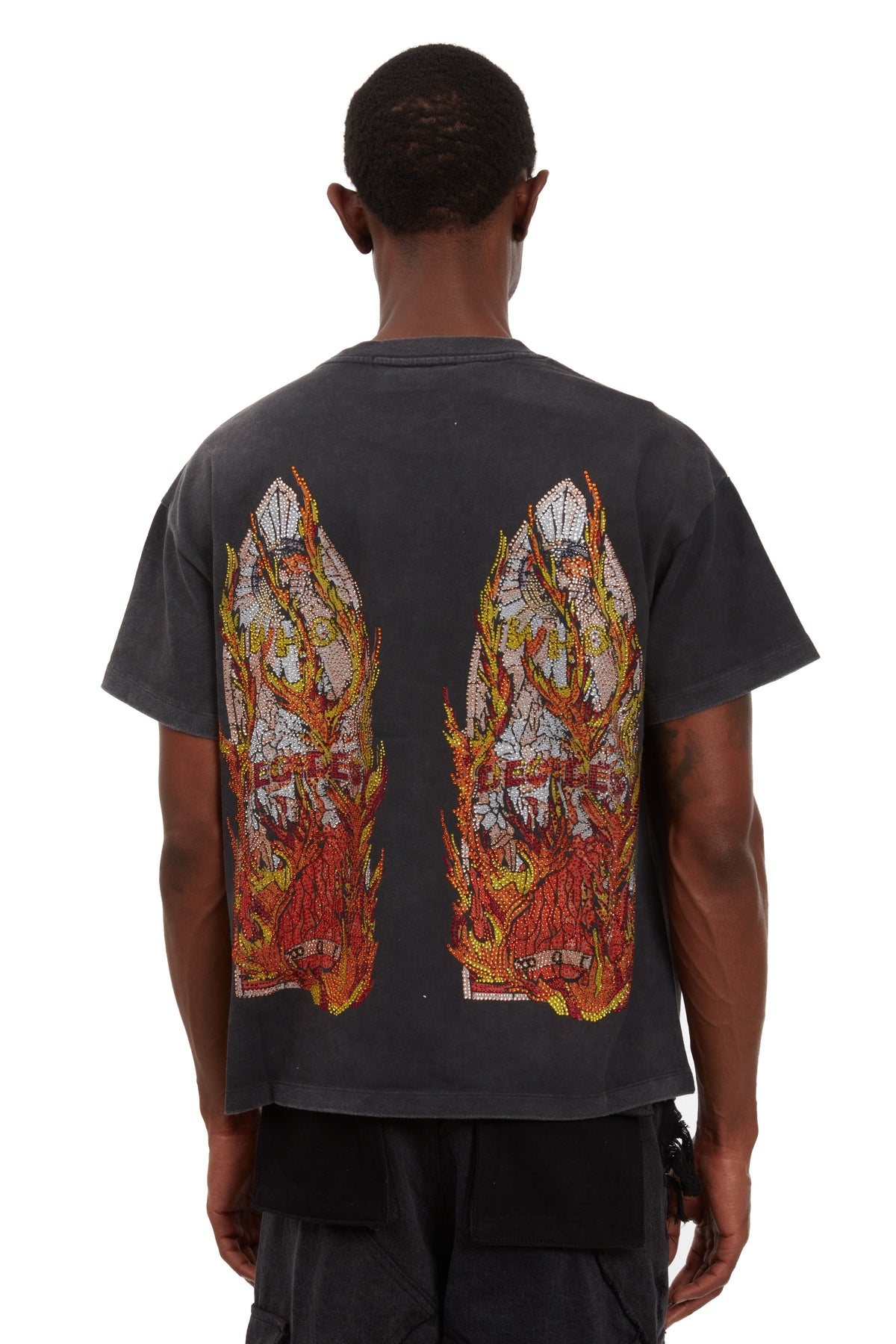 WHO DECIDES WAR RHINESTONE FLAME GLASS JERSEY — vista 6