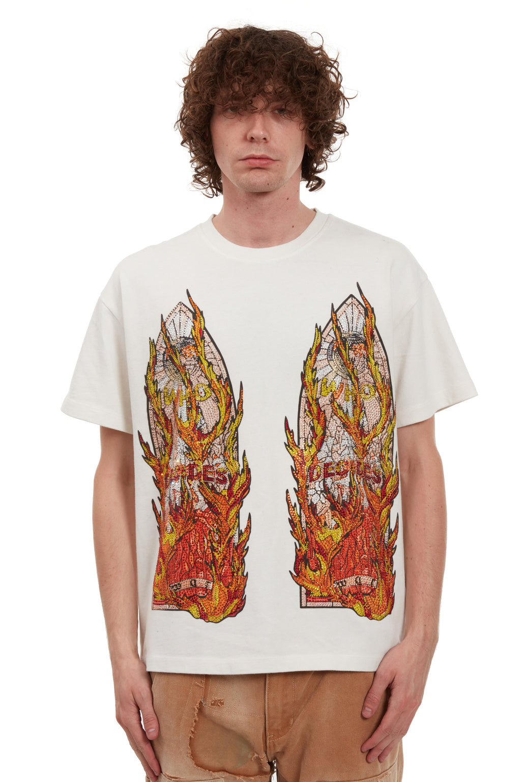 WHO DECIDES WAR RHINESTONE FLAME GLASS JERSEY — vista 3